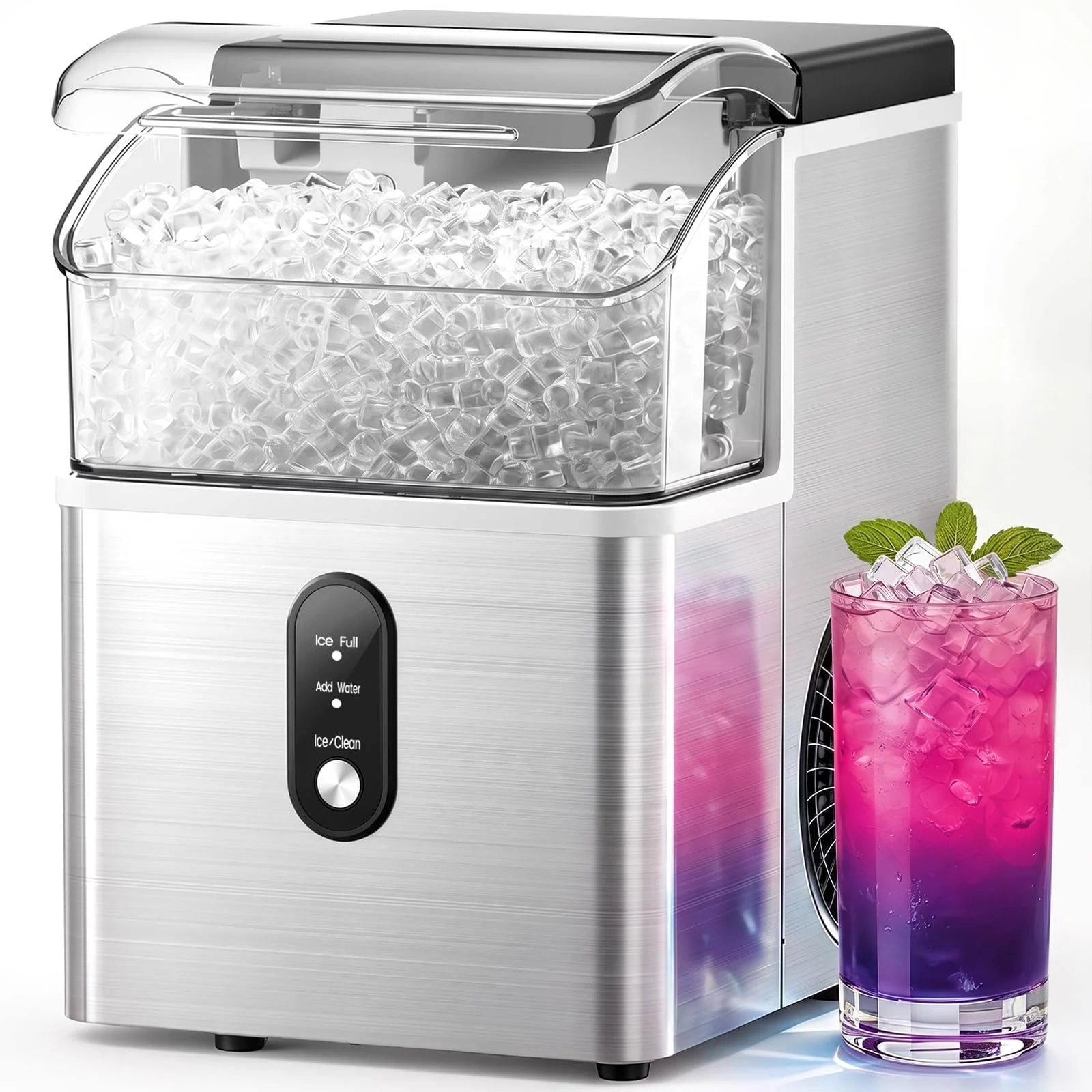 ELECTACTIC Nugget Ice Maker, 35 lbs/24h, Stainless Steel